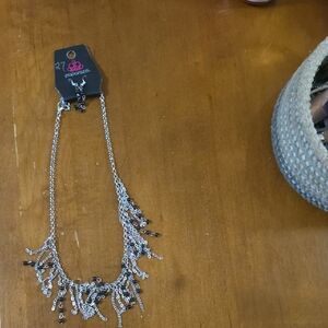 Paparazzi Silver Necklace with Black Beads